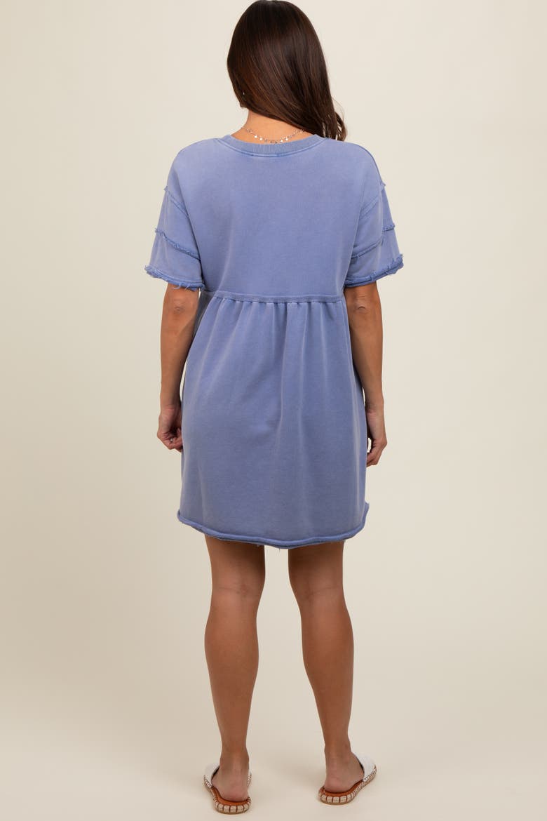 Raw Hem Short Sleeve Dress, Alternate, color, Blue