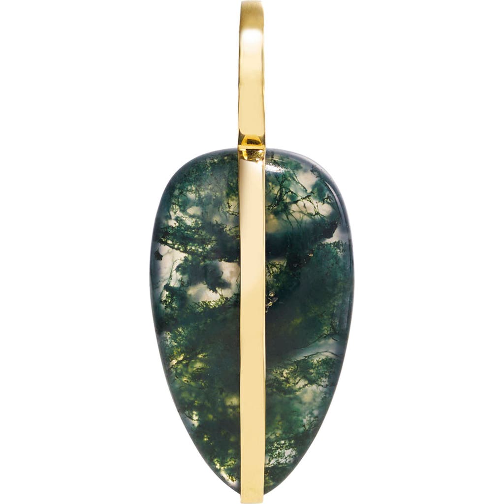 By Pariah Small Pebble Pendant In Moss Agate