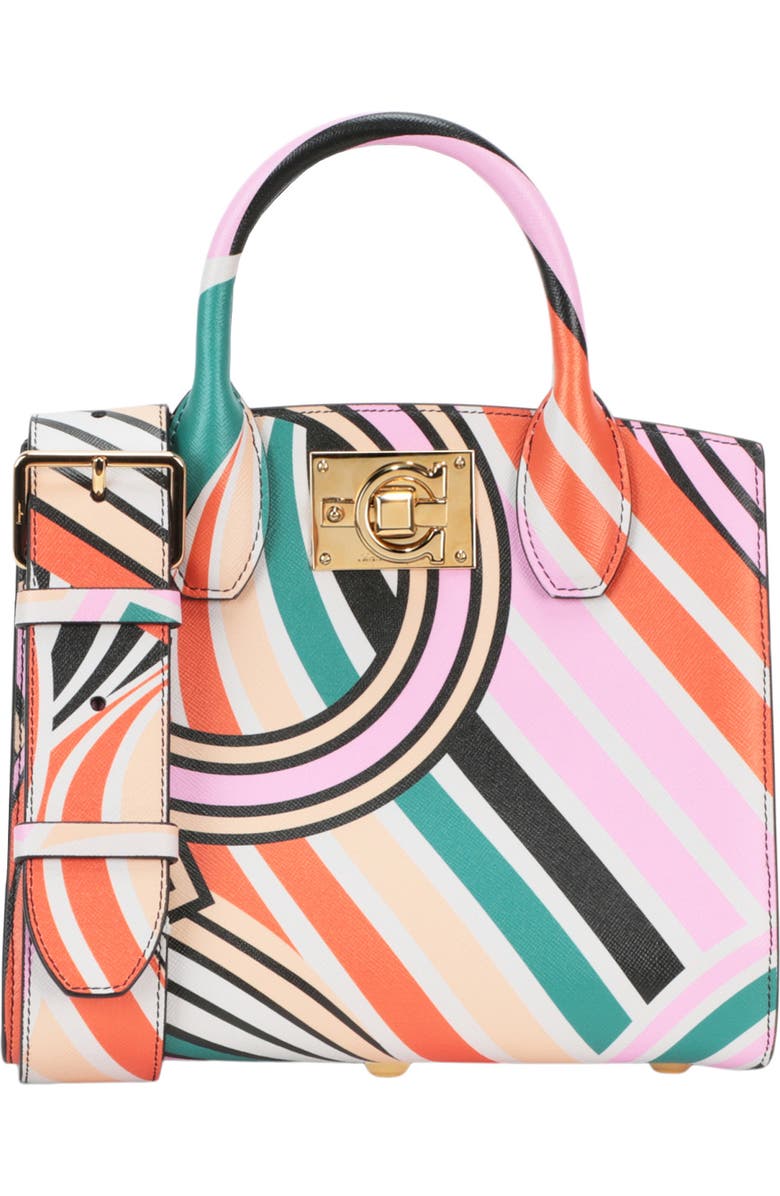 FERRAGAMO Gancini Print Leather Tote Bag, Main, color,