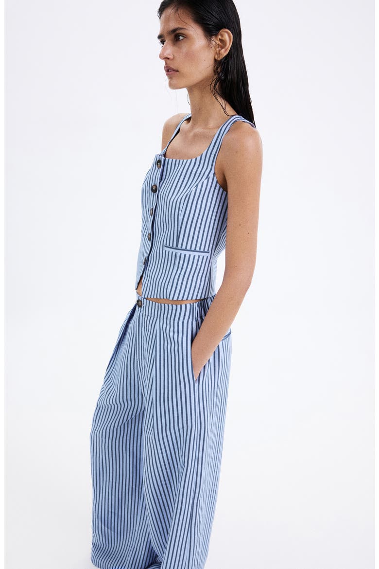Striped Wide Leg Pleated Trousers, Alternate, color, SKY BLUE