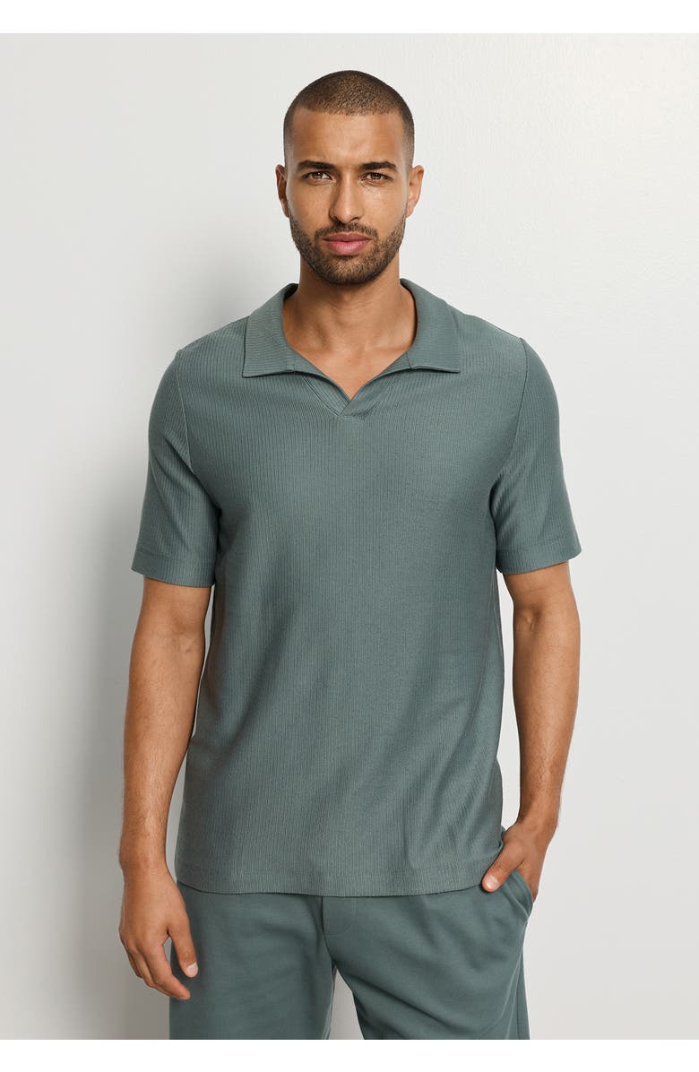 Hanro Travelwear Organic Cotton Collared Top, Alternate, color, Studio Green