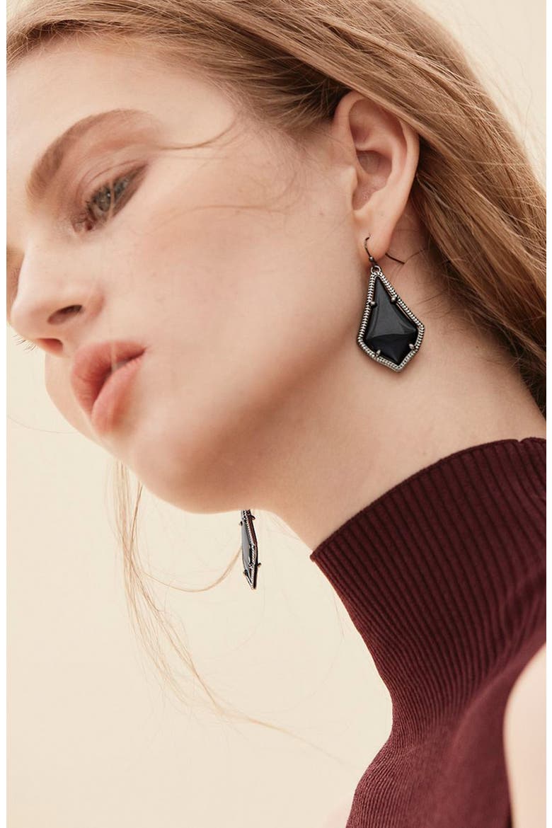 Alex Drop Earrings, Alternate, color, BLACK/ GOLD
