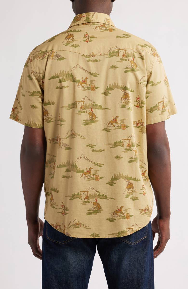 Pendleton Laramie Cowboy Print Short Sleeve Snap-Up Western Shirt, Alternate, color, Ranch Rodeo Tan