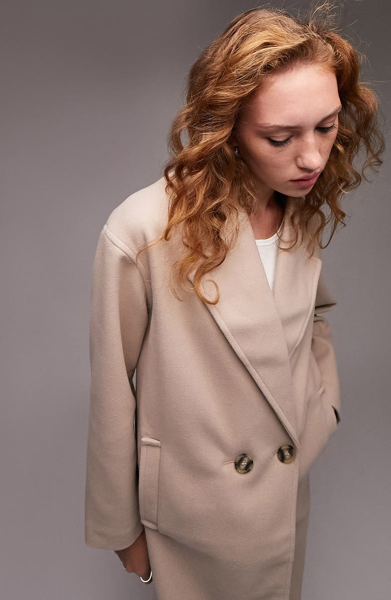 Topshop Riley Double Breasted Coat, Alternate, color,