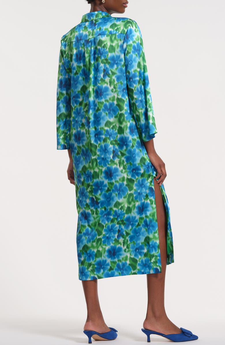 Isaac Mizrahi New York Print Midi Shirtdress, Alternate, color, Green Multi