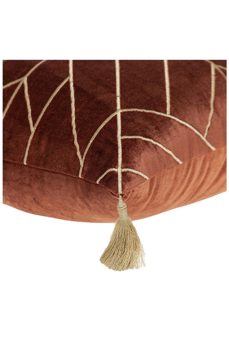 Zella Velvet Throw Pillow, Alternate, color, BURNT ORANGE
