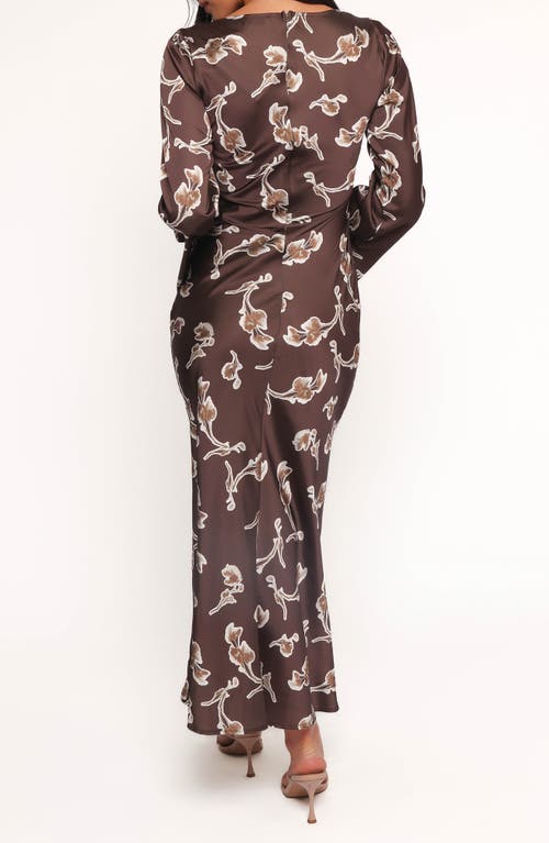 Petal And Pup Petal & Pup Maia Print Long Sleeve Maxi Dress In Burgundy