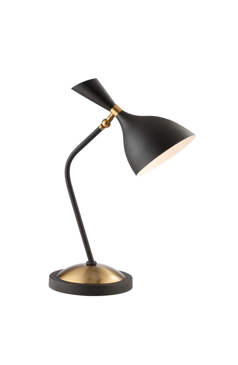 JONATHAN Y Albert Iron Retro Mid-Century LED Table Lamp, Main, color, Black