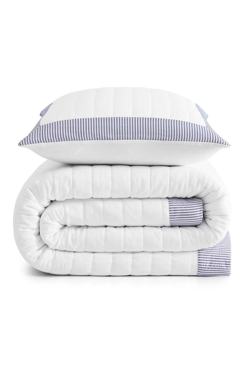 Resort Quit & Shams Set, Main, color, WHITE/ NAVY BLUE