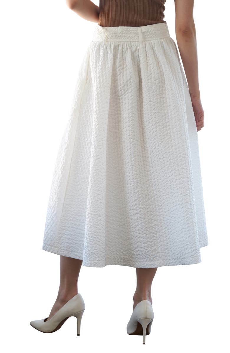 FREEMARKET Belted Textured Midi Skirt, Alternate, color, White