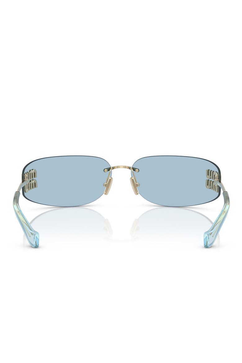 75mm Oversize Rectangular Wrap Sunglasses, Alternate, color, PALE GOLD / LIGHT BLUE