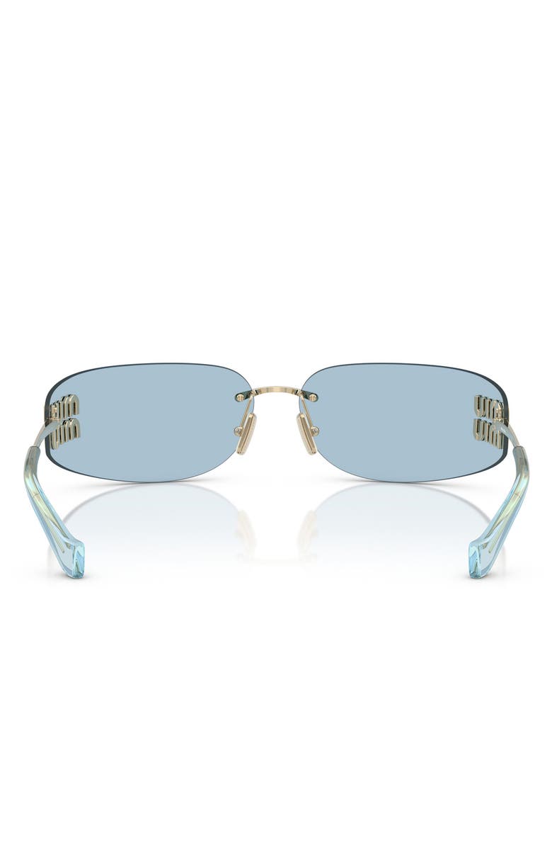 Miu Miu 75mm Oversize Rectangular Wrap Sunglasses, Alternate, color, Pale Gold/ Light Blue