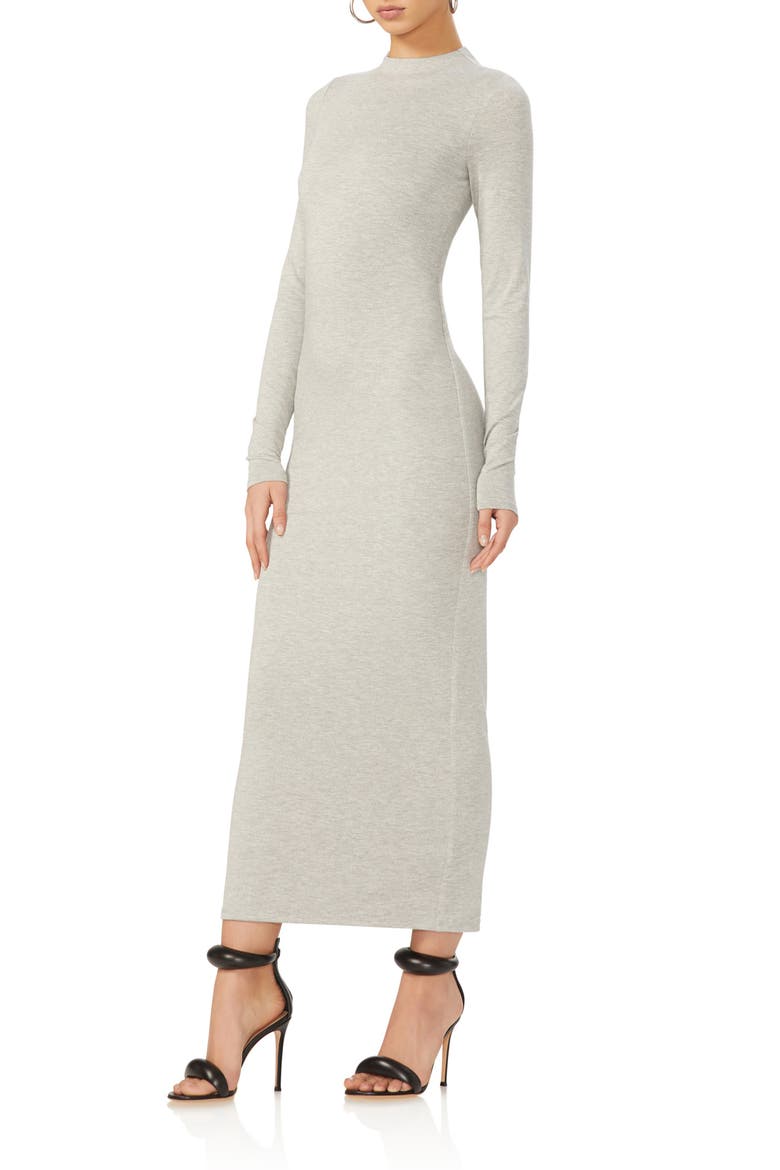 Juniper Funnel Neck Long Sleeve Jersey Maxi Dress, Alternate, color, HEATHER GREY
