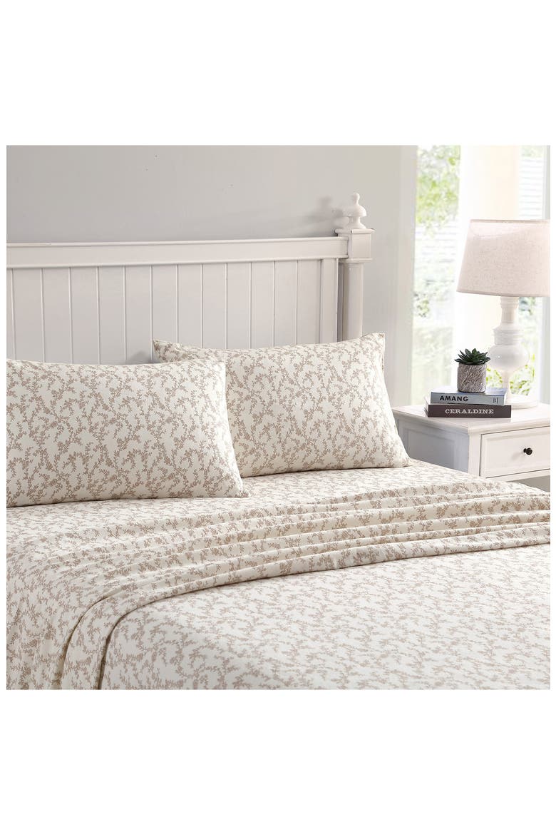 Victoria Cotton Flannel Sheet Set, Alternate, color, BEIGE