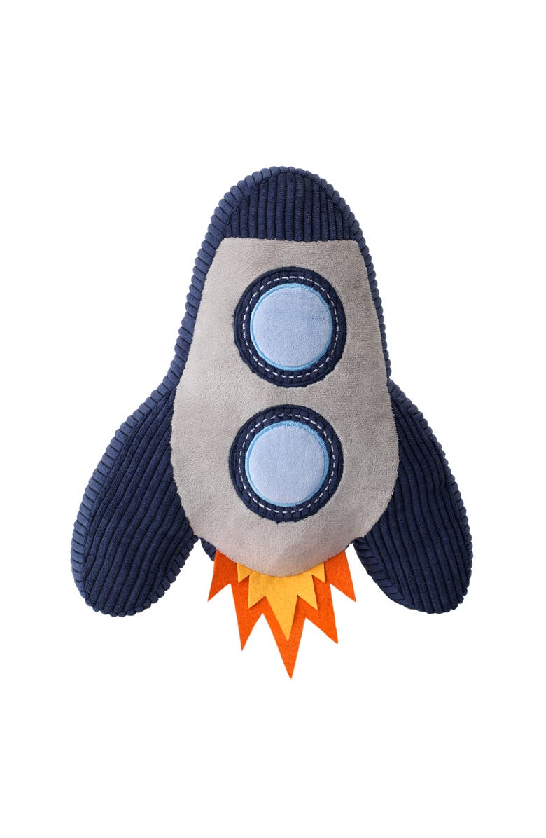 Lambs & Ivy Milky Way Rocket Ship Nursery Throw Pillow Plush, Main, color, Blue