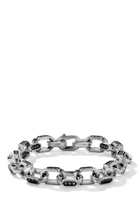 Hex Chain Link Bracelet with Pavé Black Diamonds