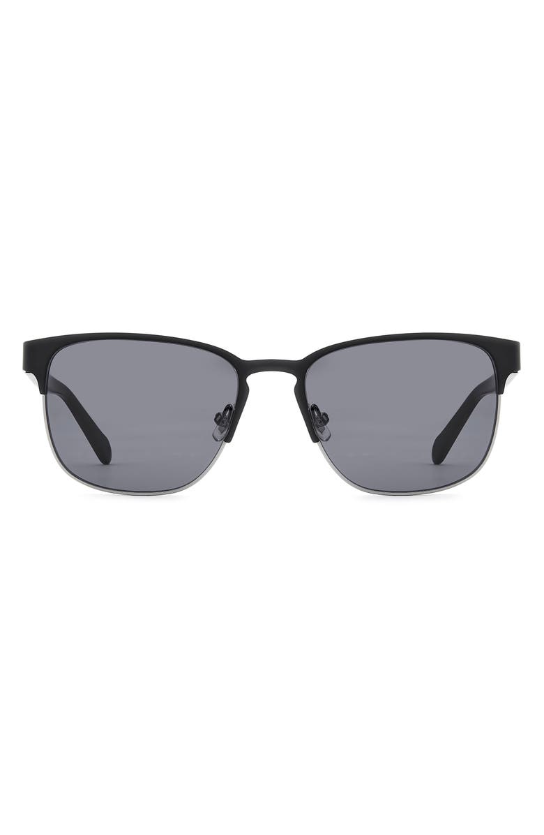 Fossil 56mm Rectangular Sunglasses, Main, color, Matte Black/ Grey