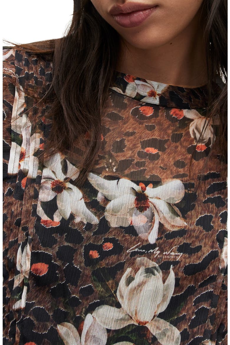 Hali Alessandra Floral Dress, Alternate, color, ANIMAL BROWN