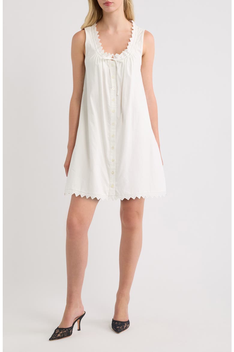 The Serene Eyelet Trim Cotton Minidress, Main, color, WHITE