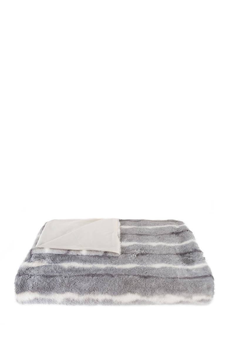LUXE Dayton Multi Faux Fur Throw - 50" x 60", Alternate, color, Grey/White/Black