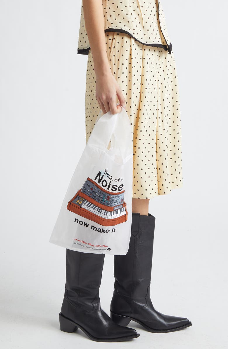 Undercover Embroidered Noise North/South Tote, Alternate, color, Off White