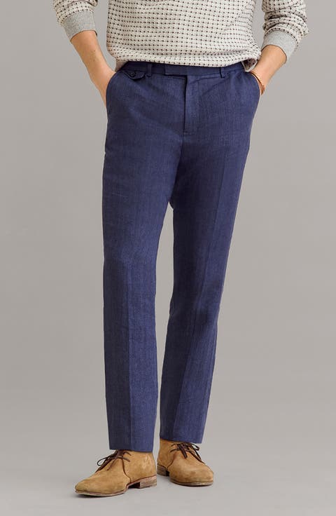 Flat Front Silk & Virgin Wool Dress Pants