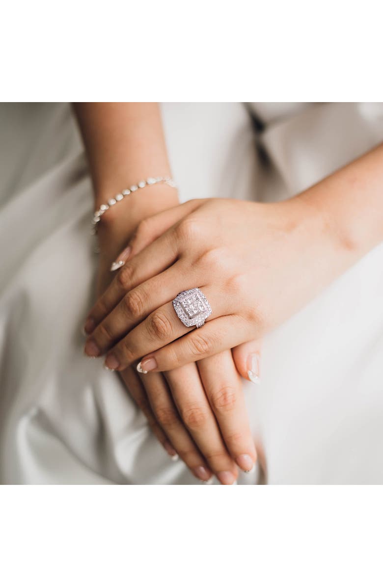 Julianna B. Diamond Cluster Double Halo Ring 14k, Alternate, color, 14K White Gold