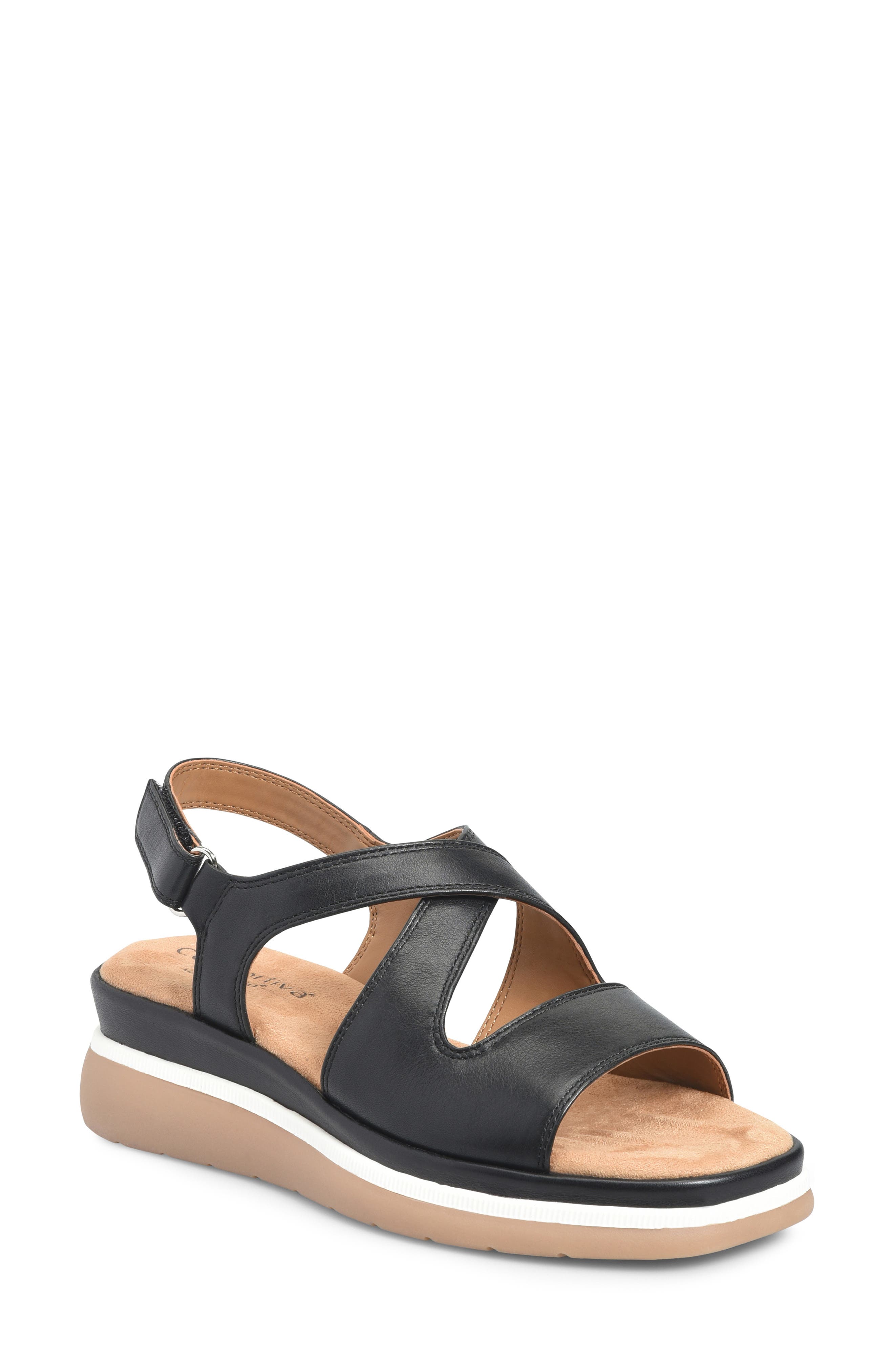Comfortiva Amethyst Slingback Platform Wedge Sandal, Main, color, Black