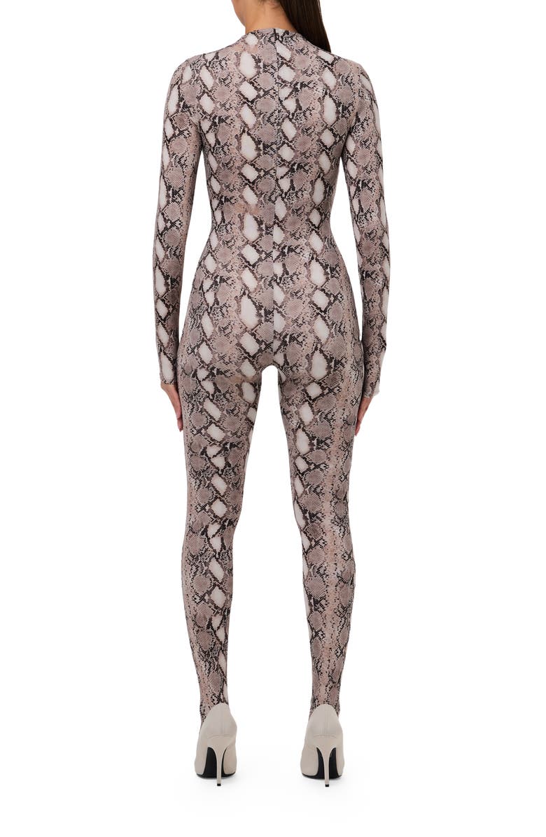 Naked Wardrobe Animal Print Closed Toe Jumpsuit, Alternate, color, Grey Snakeskin