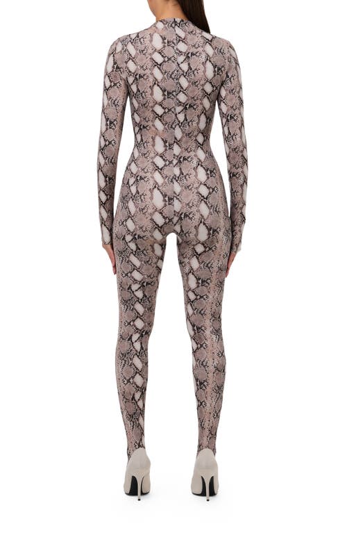 Naked Wardrobe Animal Print Closed Toe Jumpsuit In Gray