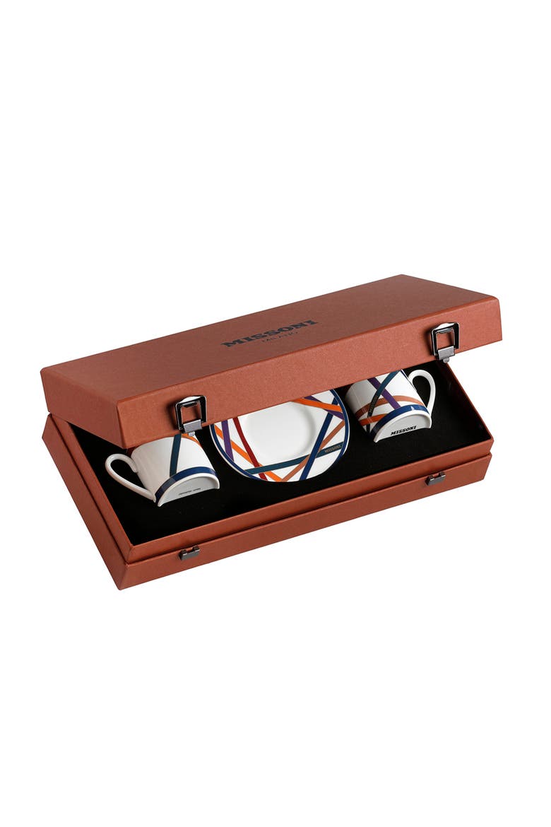 Coffee Cup & Saucer NASTRI Set of 2 in Luxury Box Multicolor diam. 2.3", H 2.5", Cap. 4 oz, Saucer diam. 4.75", Main, color, Multicolor