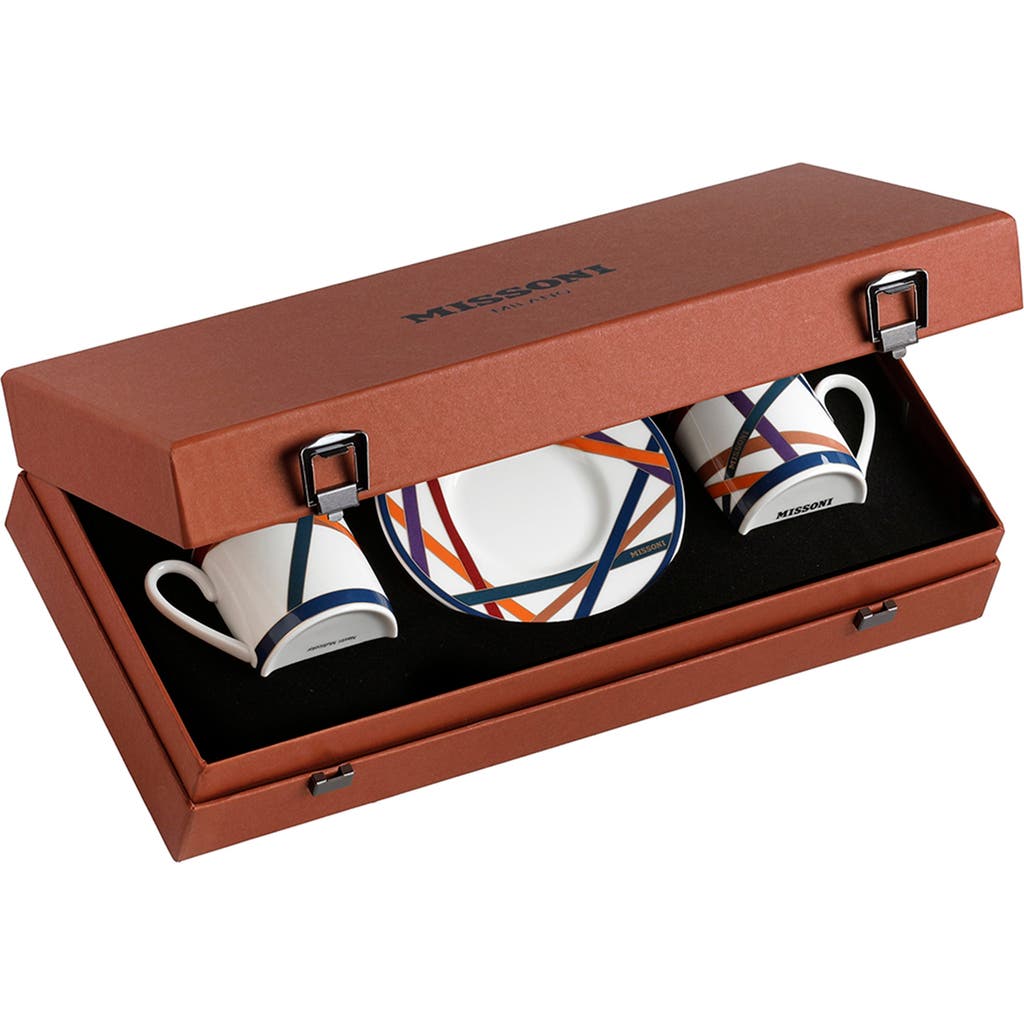 Missoni Home Tableware Coffee Cup & Saucer NASTRI Set of 2 in Luxury Box Multicolor diam. 2.3", H 2.5", Cap. 4 oz, Saucer diam. 4.75"  product