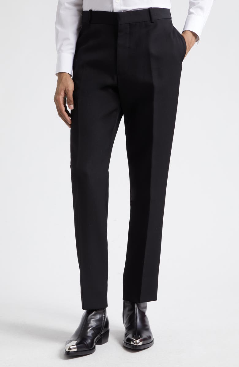 McQueen Wool Cigarette Pants, Main, color, Black