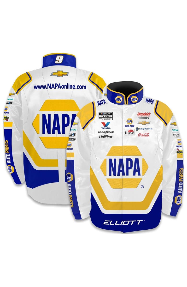 HENDRICK MOTORSPORTS TEAM COLLECTION Men's Hendrick Motorsports Team Collection White Chase Elliott NAPA Full-Snap Nylon Uniform Jacket, Main, color, White