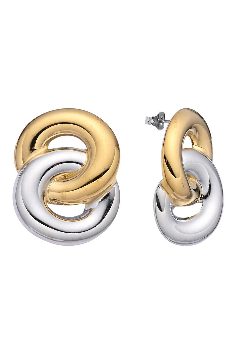 Zo Two-Tone Drop Earrings, Main, color, GOLD/ SILVER