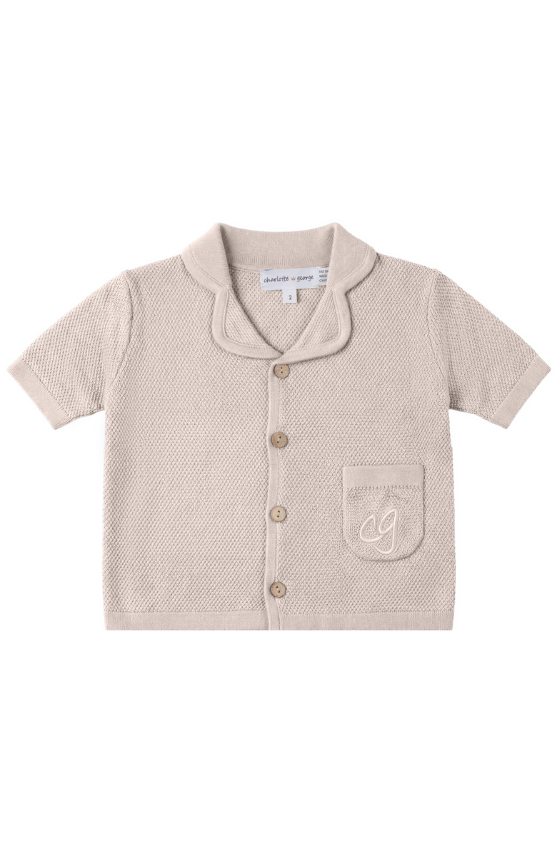 Charlotte & George Short Sleeve Knit Shirt Jacket, Main, color, Sand