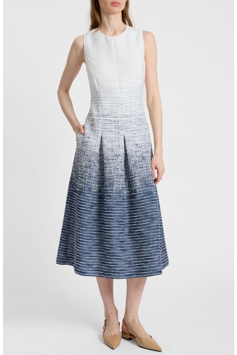 Keely Sleeveless Midi Dress in Modern Ombre Tweed, Alternate, color, BLUE AURA