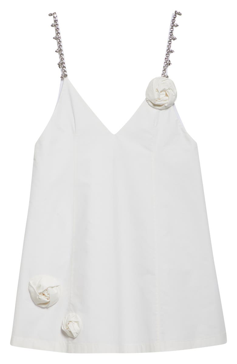 Area Crystal Strap Rosette Cotton Poplin Minidress, Alternate, color,