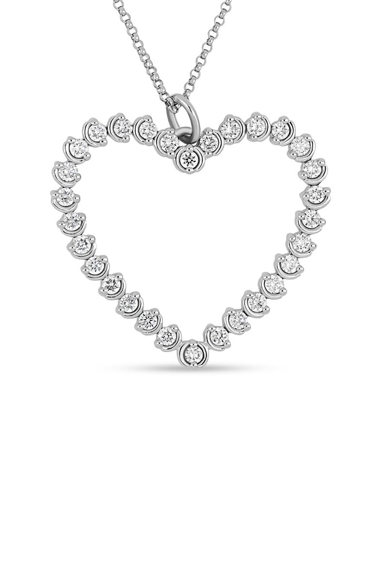 18K Gold Liora Diamond Heart Pendant Necklace, Alternate, color, 18K WHITE GOLD