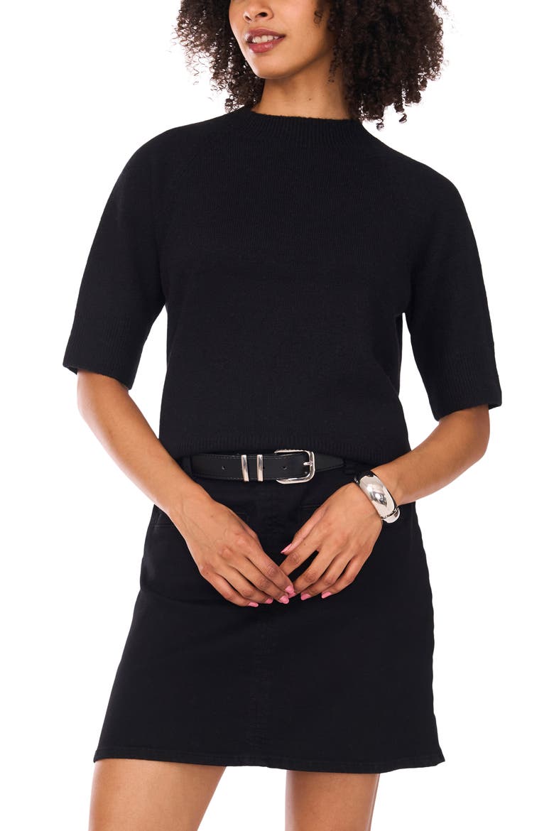 Mock Neck Sweater, Main, color, RICH BLACK