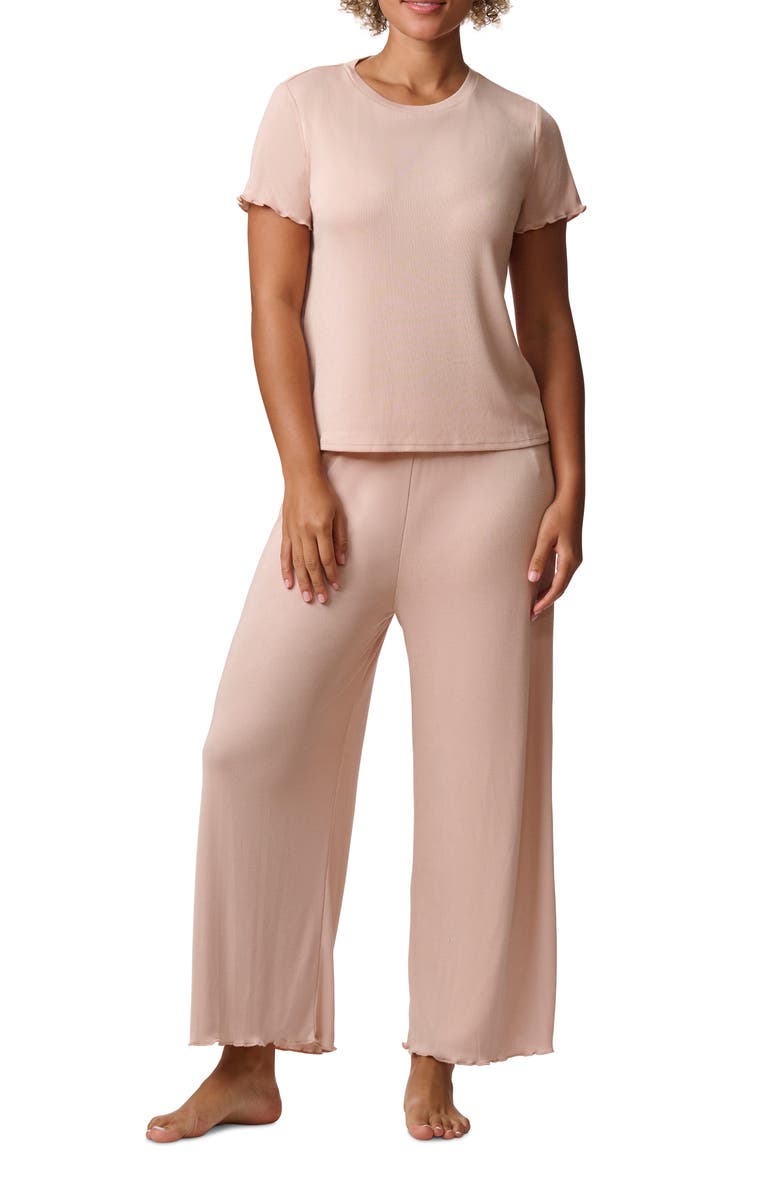 Splendid Heart Pointelle Crop Pajamas, Alternate, color, 