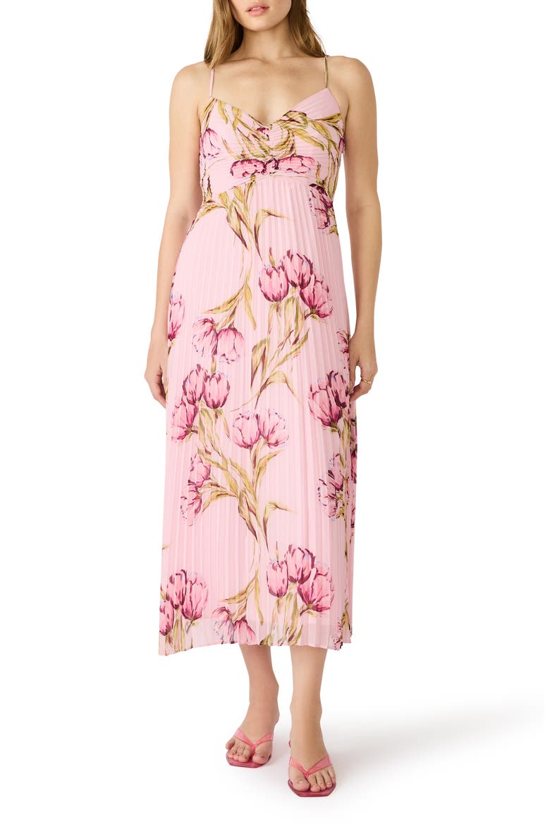 Ray Floral Print Pleat Midi Dress (Women) | Nordstrom