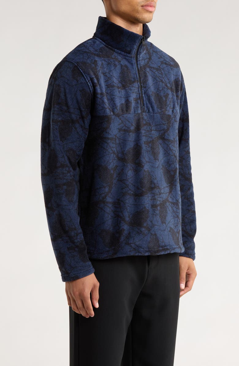 Quiet Golf Owl Tree Quarter Zip Fleece Pullover, Alternate, color, Navy