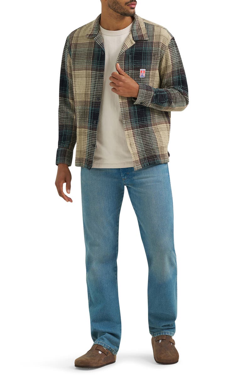 Wrangler Casey Jones Thermal Long Sleeve Camp Shirt, Alternate, color, Electric Teal