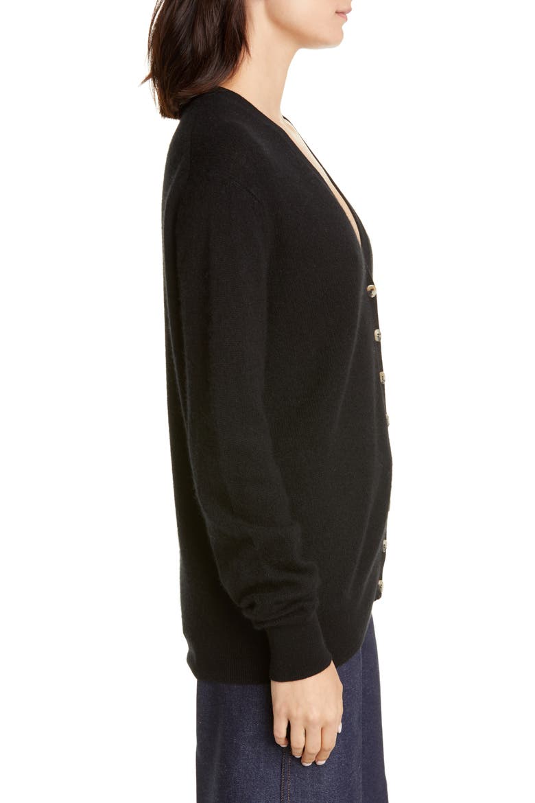 Amelia Button Front Cashmere Cardigan, Alternate, color, BLACK