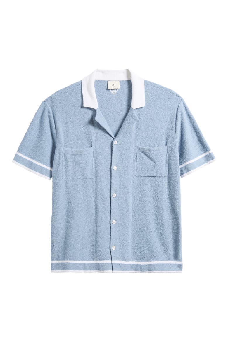 Armando Knit Cotton Blend Camp Shirt, Main, color, POWDER BLUE-07