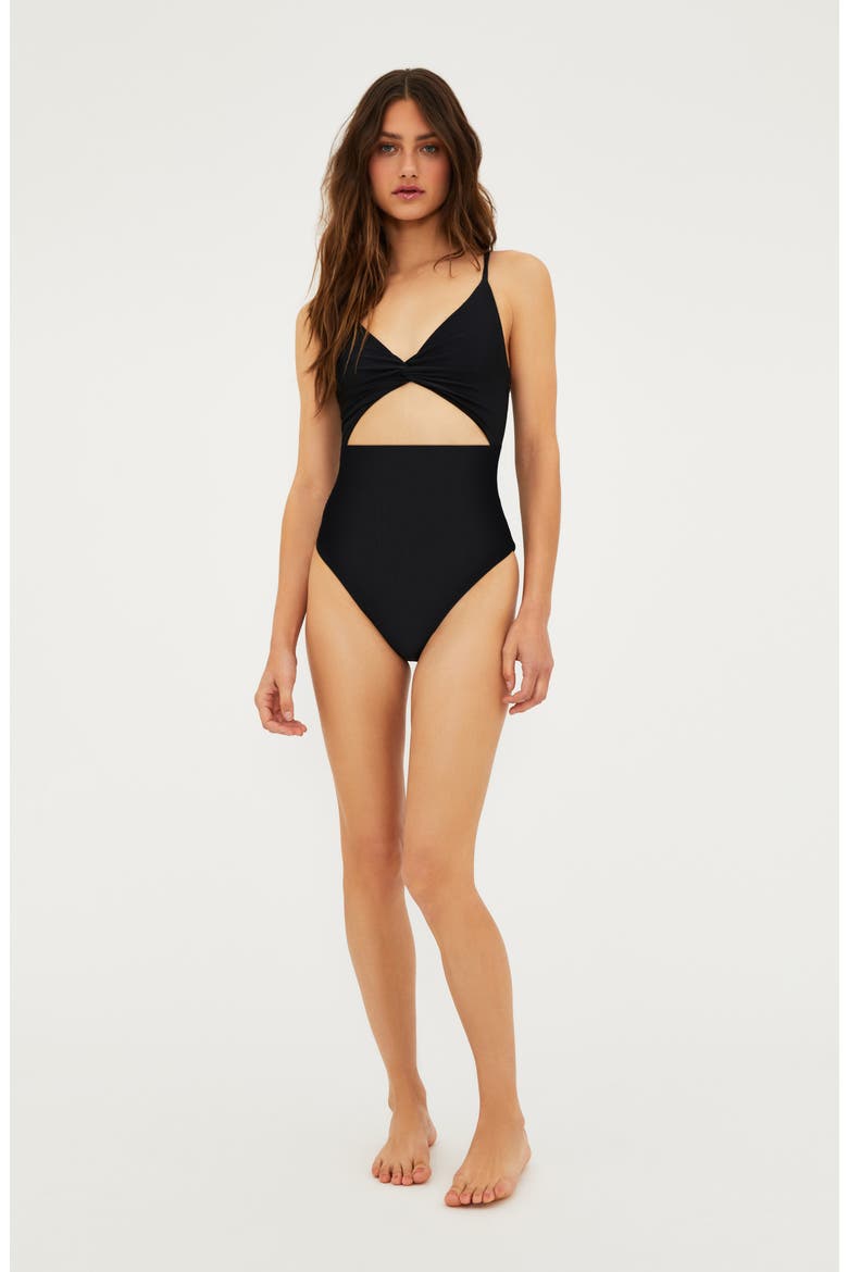 Annalisa Textured One-Piece Swimsuit, Alternate, color, BLACK