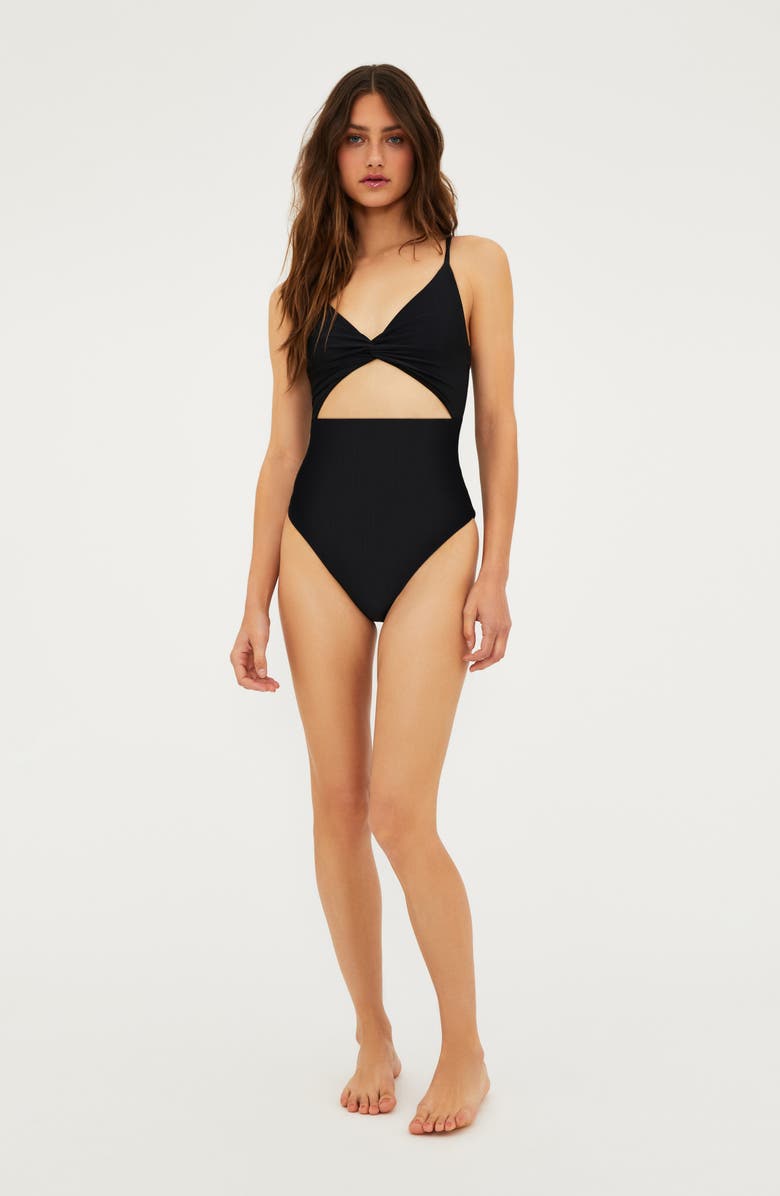 Beach Riot Annalisa Textured One-Piece Swimsuit, Alternate, color, Black