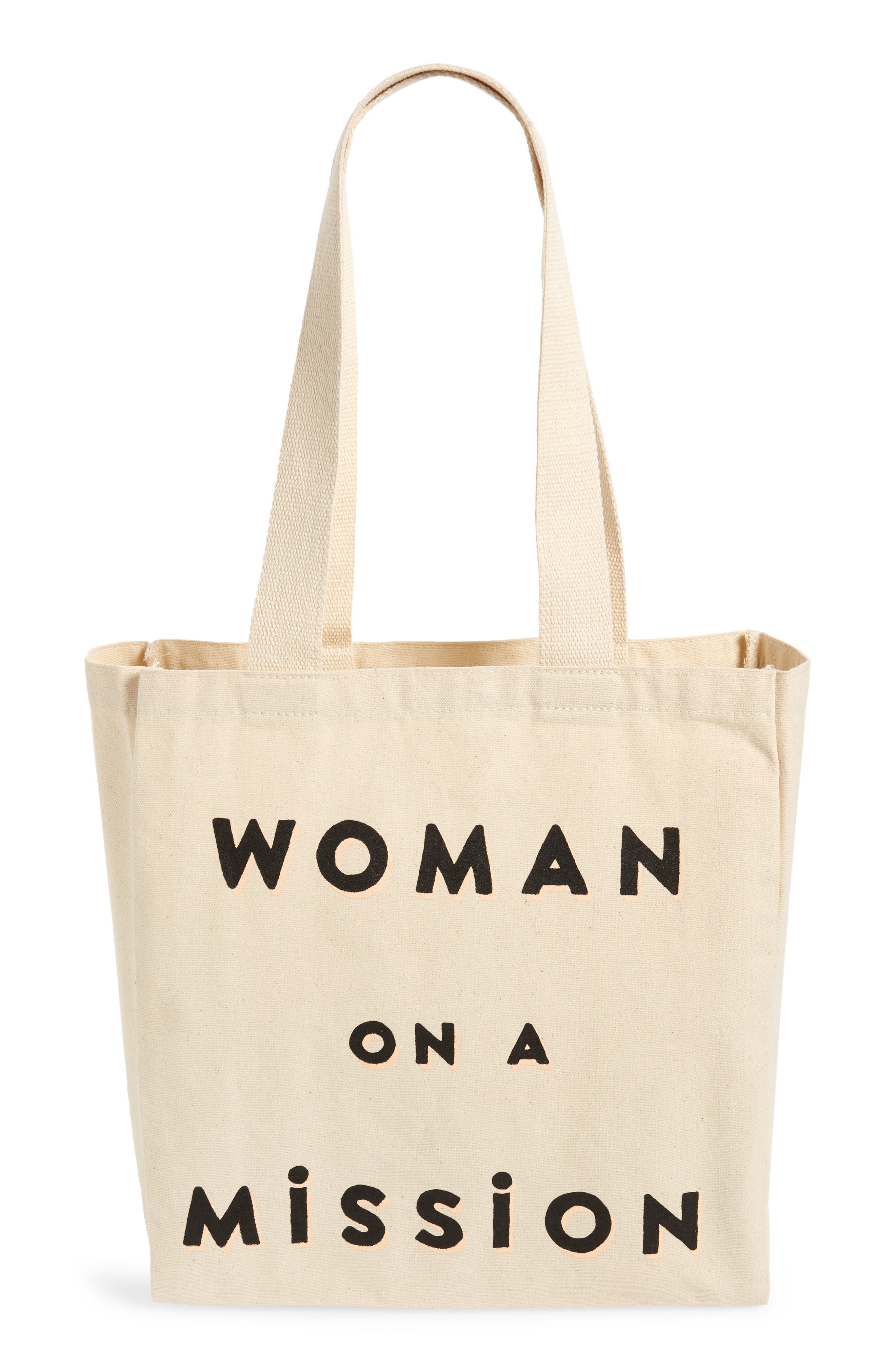 Woman on a Mission Canvas Tote, Main, color, NATURAL