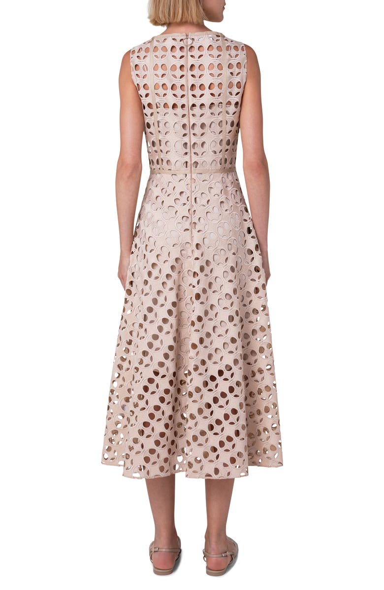 Akris punto Circle Cutout Sleeveless Midi Dress, Alternate, color, Sand